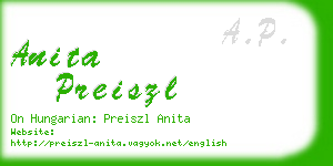 anita preiszl business card